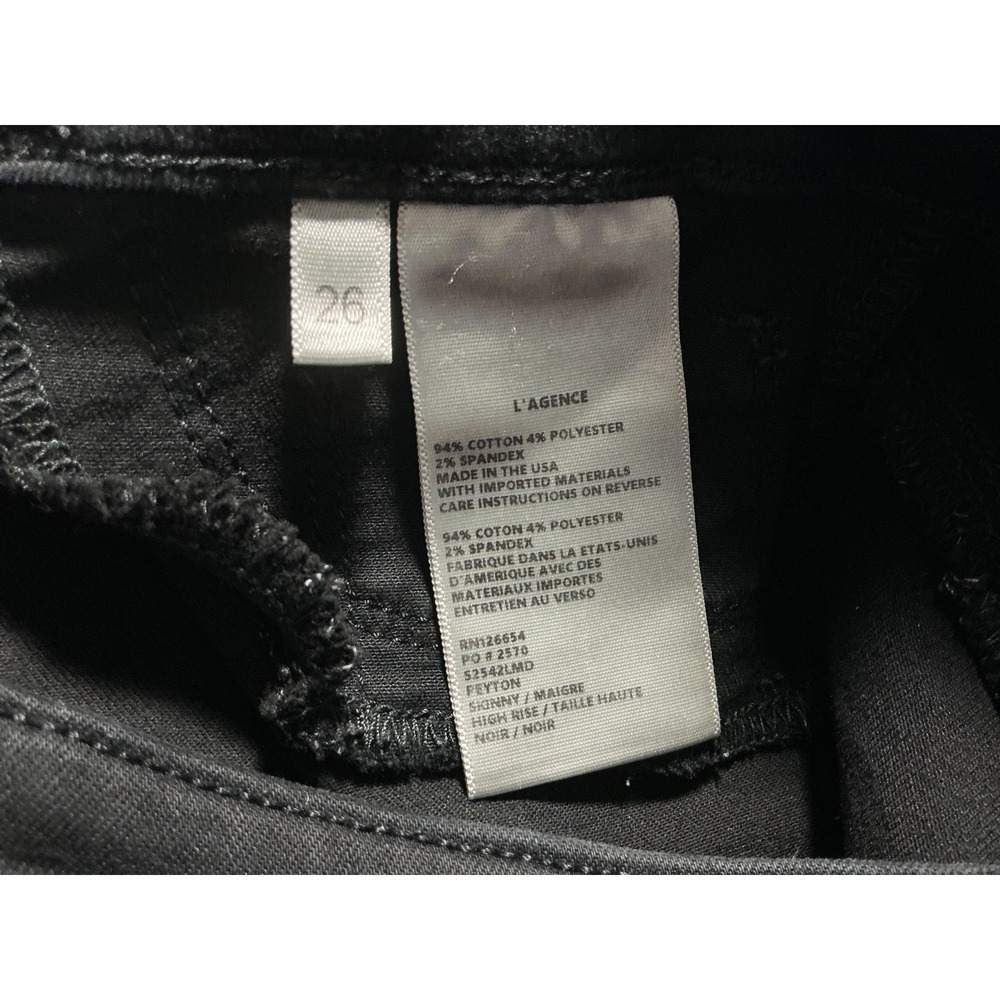 L'Agence Peyton High Rise Skinny Jeans womens 26 Black Ankle Stretch - Picture 11 of 12